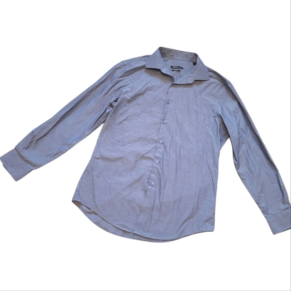 Van Heusen Studio Mens Blue Wrinkle Free Slim Fit Button Up Dress Shirt - Picture 1 of 6